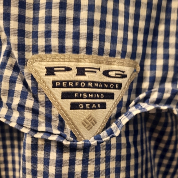 Columbia Pfg Womens Blue And White Checkered Shirt Large MTSU - Picture 9 of 10